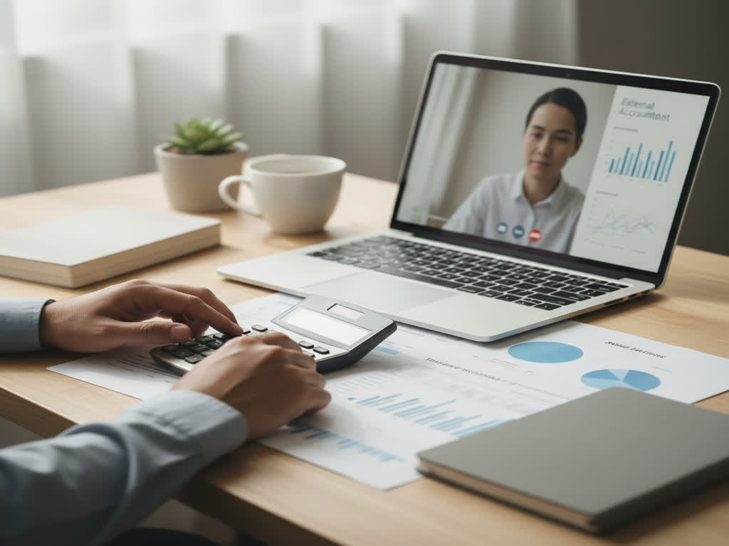 Empresario revisando métricas financieras y checklist para contratar contador externo